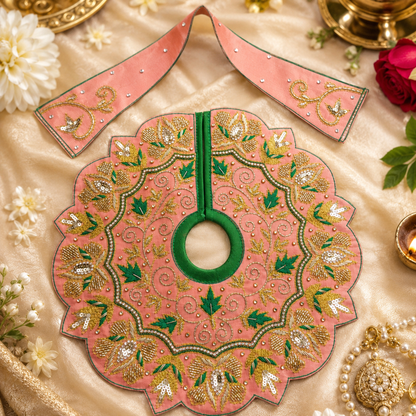 Front view of Pink Laddu Gopal Poshak with Pagri Mukut