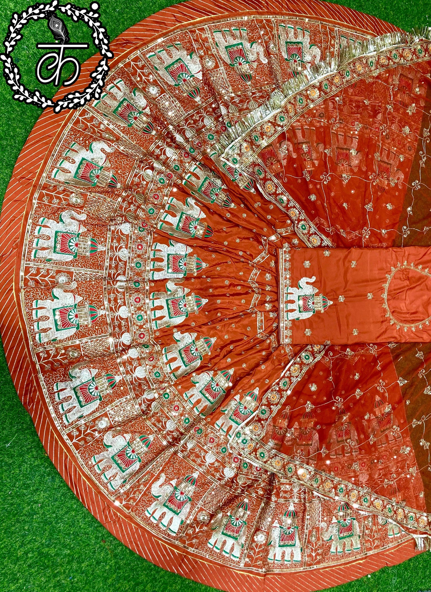 Boutique Vintage Rajputi Poshak | Premium Crepe Silk with Pure Odhani & Hand Zari Work