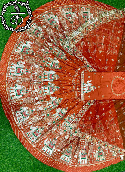 Boutique Vintage Rajputi Poshak | Premium Crepe Silk with Pure Odhani & Hand Zari Work