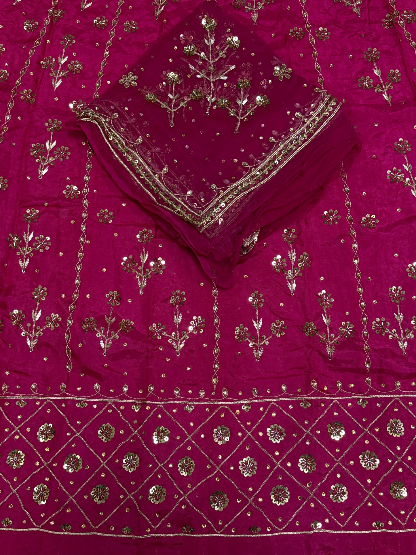 Upada Silk Rajputi Poshak – Pure Odhani with Heavy Jardozi Handwork & Butti Design (Unstitched)