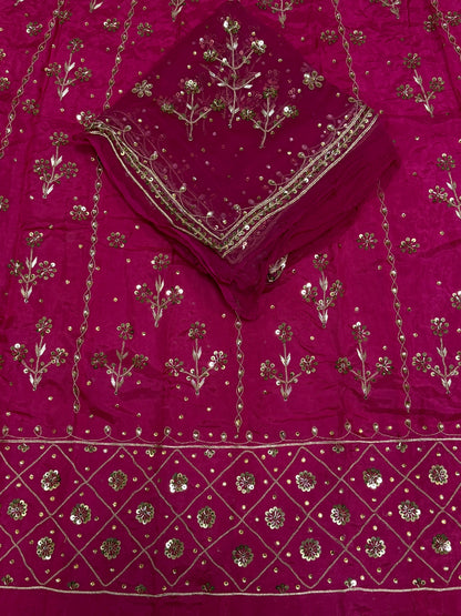 Upada Silk Rajputi Poshak – Pure Odhani with Heavy Jardozi Handwork & Butti Design (Unstitched)