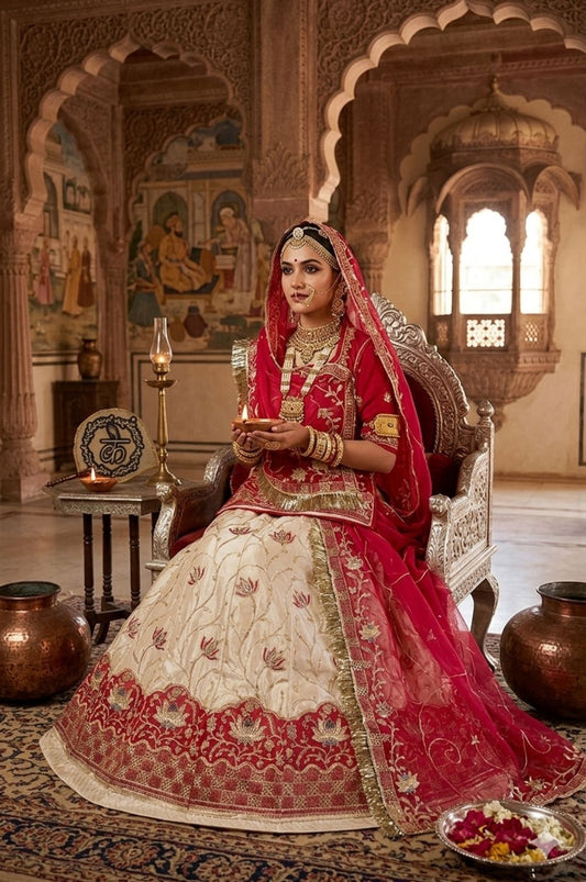 Heavy Fancy Coding Pittan Zari Work Pure Ho Silk Designer Rajputi Poshak with Pure Odhani