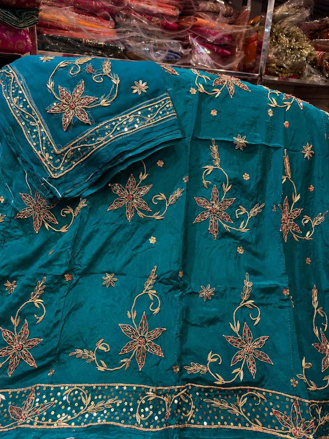 Heavy dabka jardoji handwork Natural silk Pyor odhna Rajasthani poshak