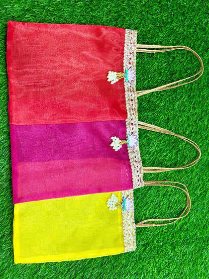 Tissue Organza  Bags, Set of 12 (Random colour will come)