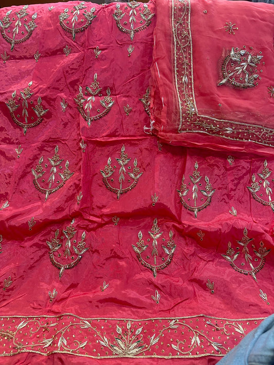 Regal Tissue Silk Thakurji Poshak with Exquisite Jardoji Dabka Detailing