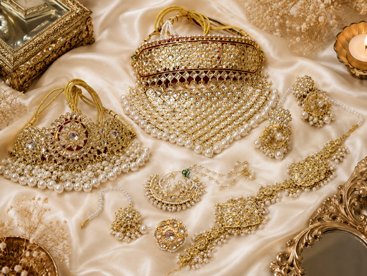 Maharani Pearl Kundan Jewelry Set – Royal Bridal Statement Necklace Combo for Wedding & Festive Wear