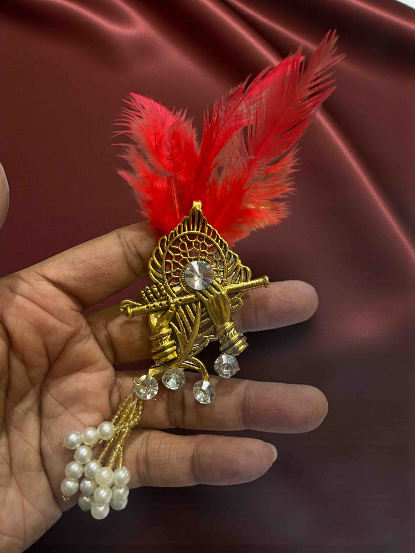 Radha Krishna & Murli Mor Pankh Brooch | Elegant Wedding Welcome Accessory – Pack of 25