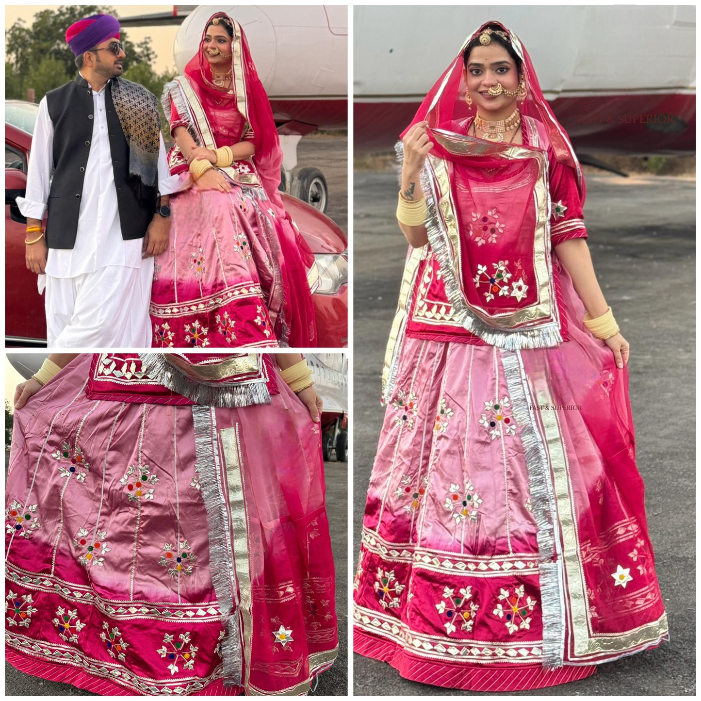 Double Shaded 32 Kali Rajasthani Poshak – Satin Silk with Pure Hamrahi Odhna & Gota Patti Work