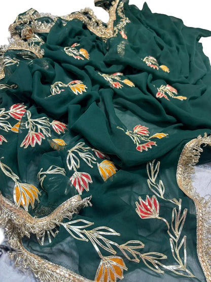 Gota Work Half Pure Chiffon Saree – Elegant Traditional Partywear Saree