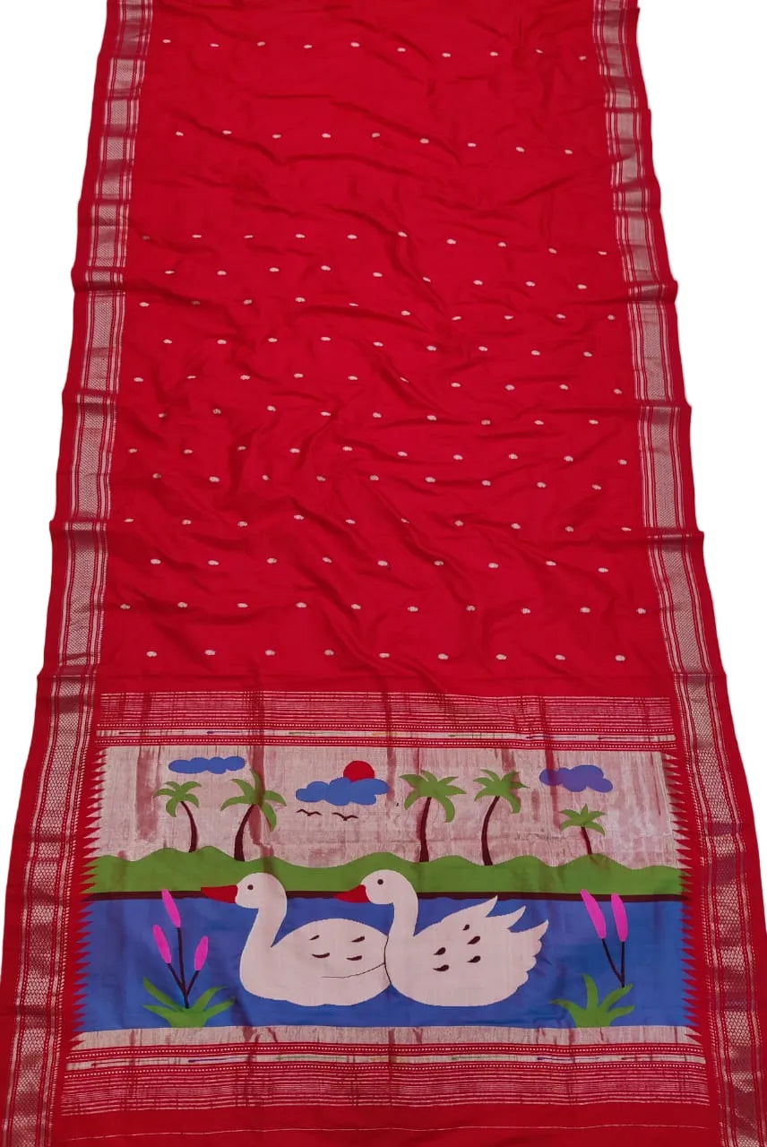 Handloom Golden & Silver Jari Yeola  Paithani – Pure Silk saree