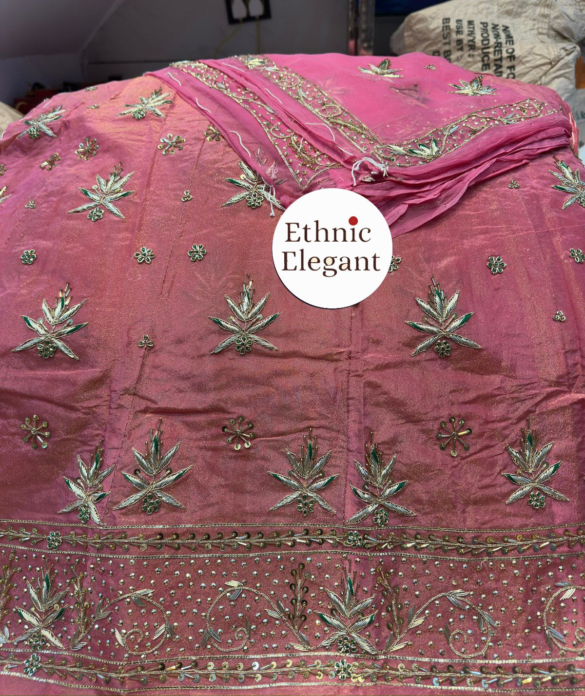 Luxury Handwork Rajasthani Poshak Set | Heavy Jardoji & Dabka Work Odhna | Natural Silk / Tissue Fabric