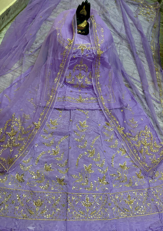 Natural Crepe Thakurji Rajputi Poshak – Pure Odhani with Heavy Handwork (Unstitched)