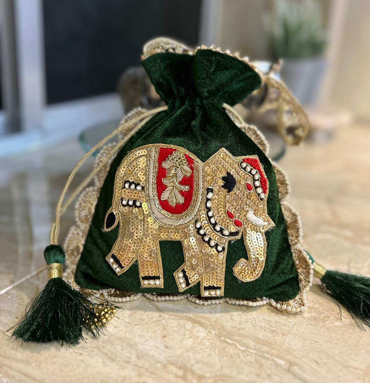 Elegant heavy designer beautiful handmade potli bag pack of 1  size9/8
