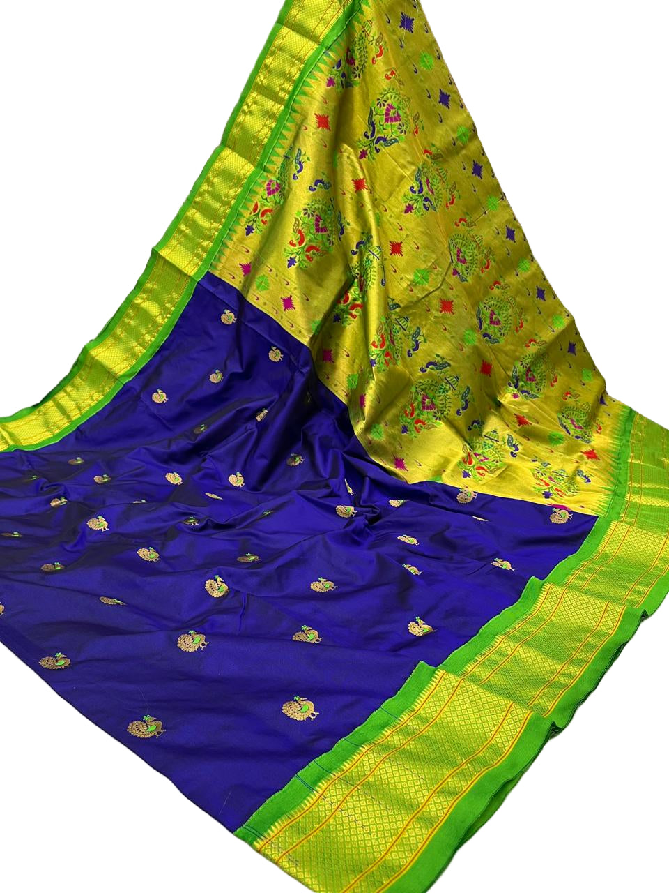 Kadiyal Border Peacock Design Pure Silk Paithani Saree | Wedding & Festive Wear