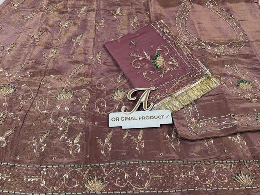 Elegant Jardozi Handwork Thakurji pure odhna| Tissue Fabric Rajasthani Poshak