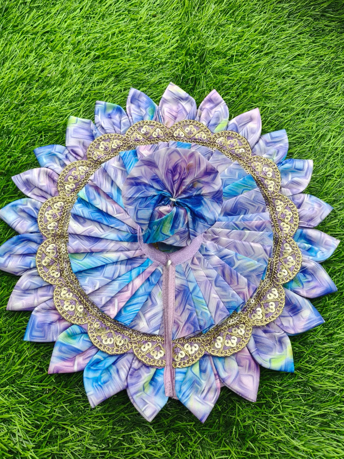 Double Frill Elegant Laddu Gopal Ji Poshak with Matching Pagri – Pack of 2