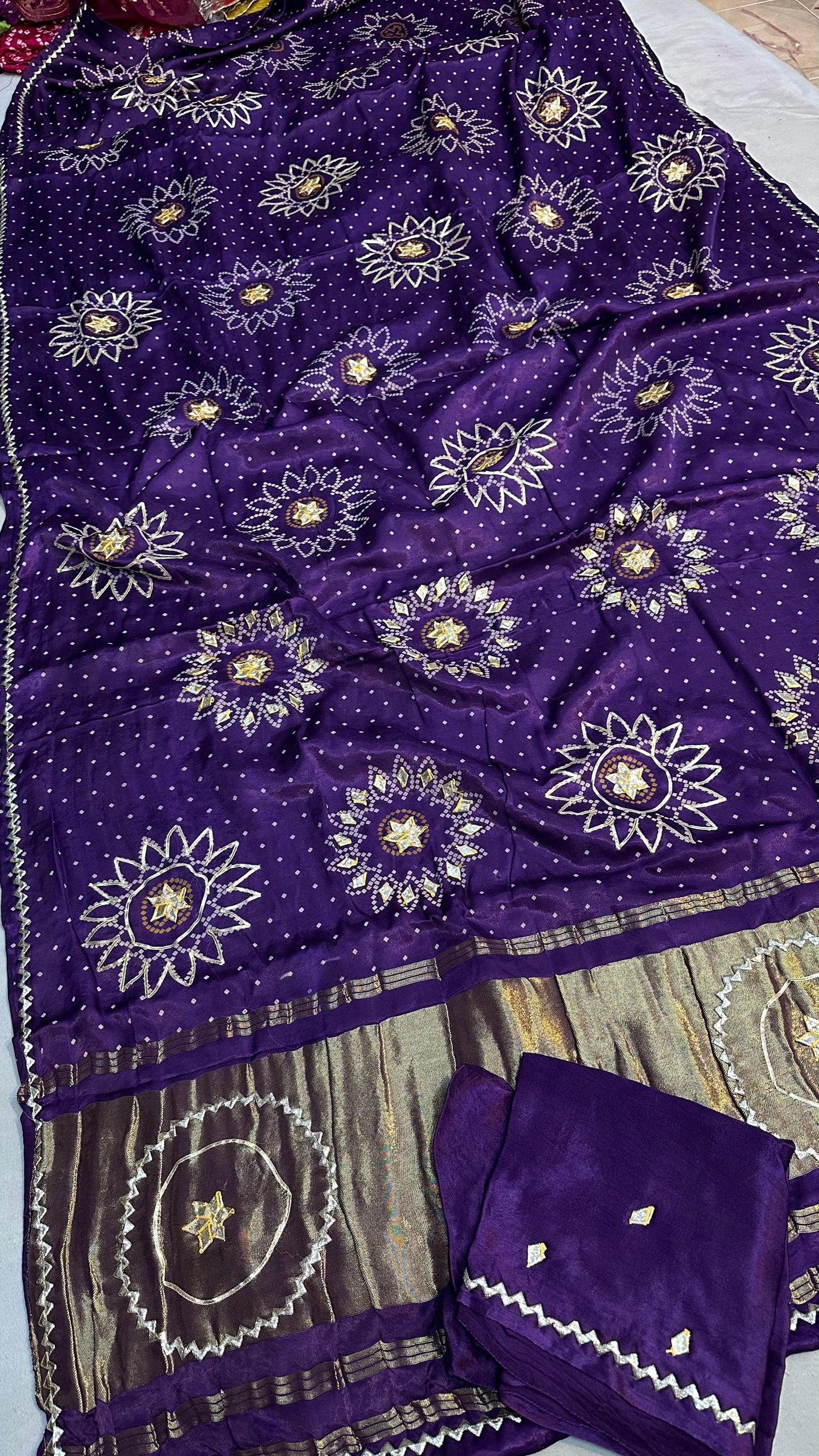 Pure Modal Gajji Silk Saree with Kachi Gota Patti Handwork – Designer Traditional Saree