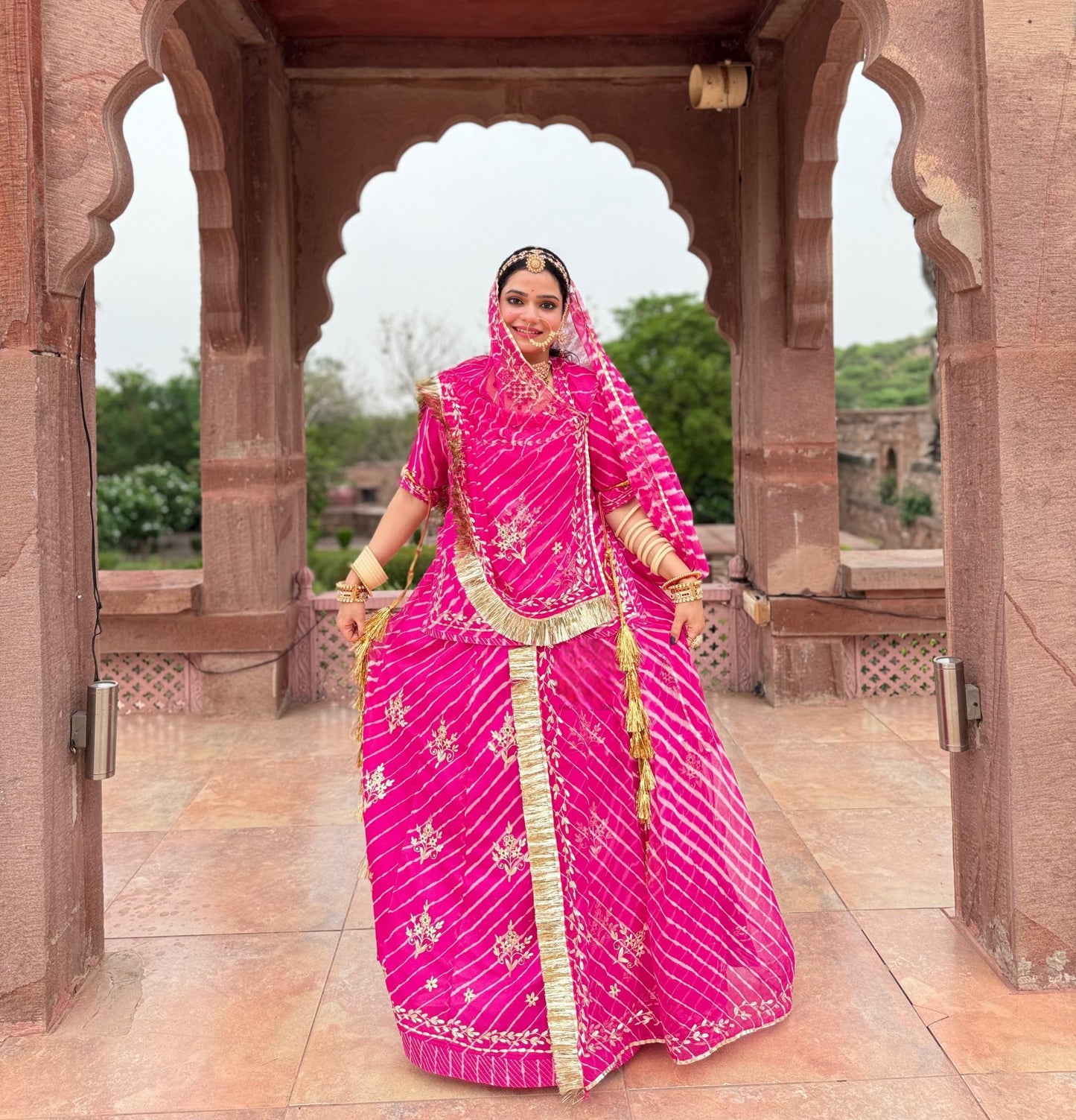 Lahriya Special Rani Colour Humrahi Poshak | Pure Ethnic Lahriya | Zari Kasab & Pitten Work | Unstitched