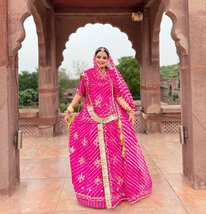 Lahriya Special Rani Colour Humrahi Poshak | Pure Ethnic Lahriya | Zari Kasab & Pitten Work | Unstitched