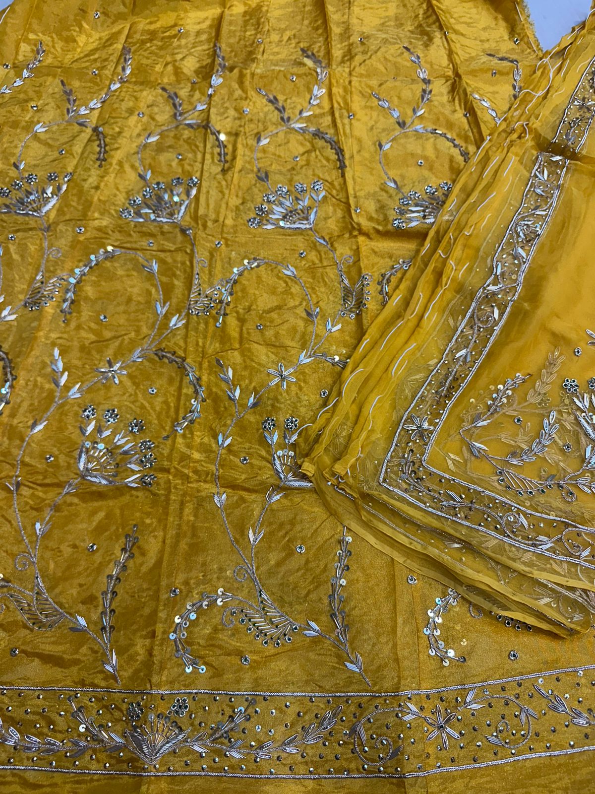 Heavy Tissue Thakurji Poshak – Pure Odhna with Jardozi Dabka Handwork