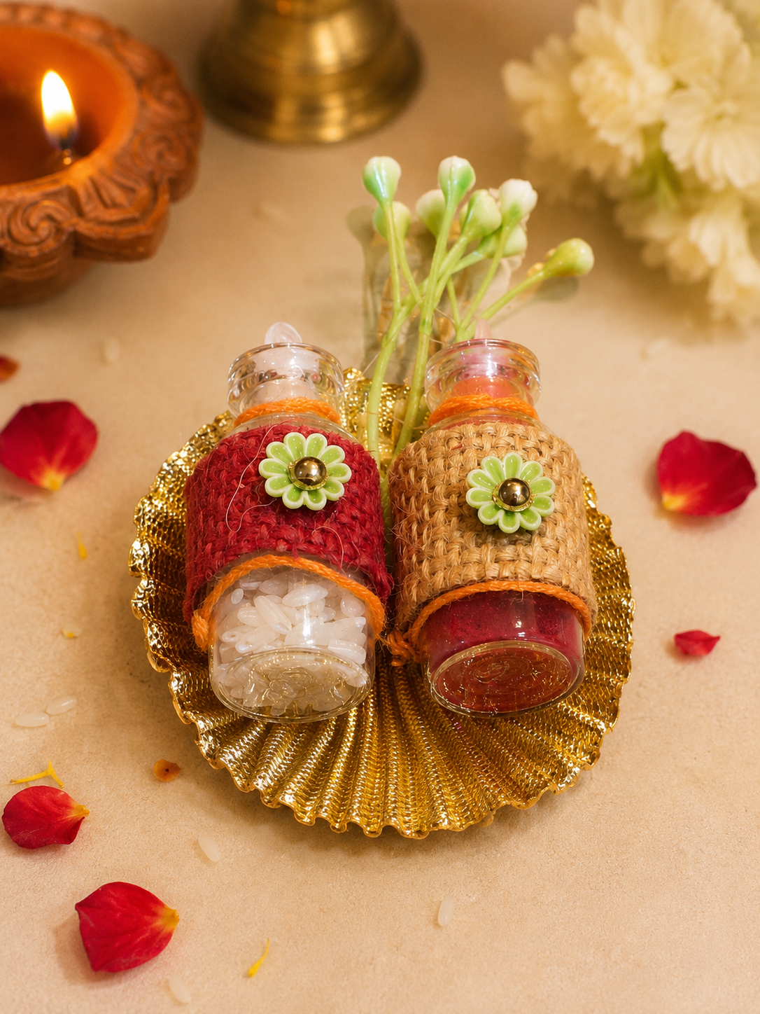Decorative beautiful handcrafted Roli chawal Gotta work Platter
