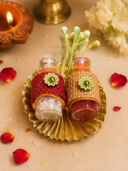 Decorative beautiful handcrafted Roli chawal Gotta work Platter