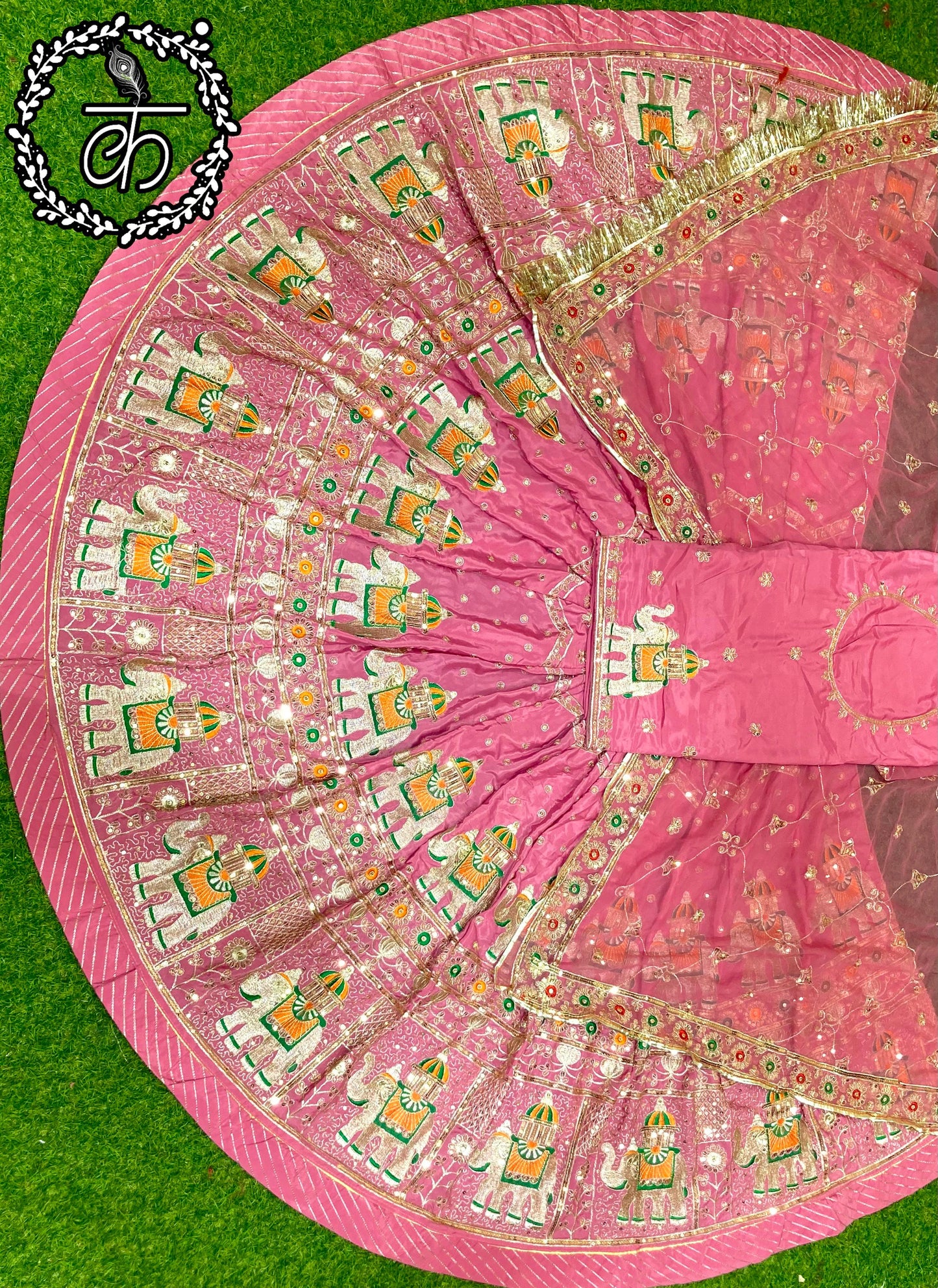 Boutique Vintage Rajputi Poshak | Premium Crepe Silk with Pure Odhani & Hand Zari Work