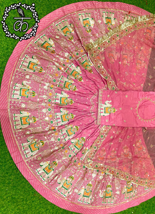 Boutique Vintage Rajputi Poshak | Premium Crepe Silk with Pure Odhani & Hand Zari Work