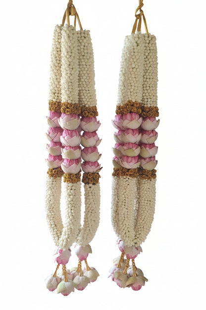 Fresh Flower Mogra & Rose Wedding Garland Pair | Traditional Bridal Jaimala