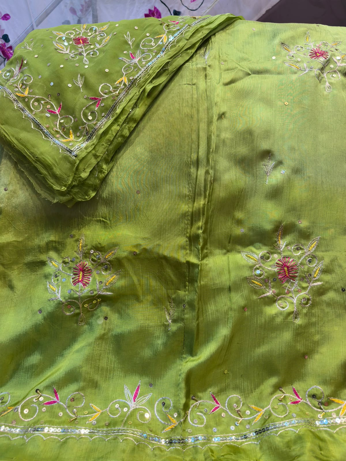 Upada silk fabric pure odhna heavy Kasab zari fancy boutique handwork poshak