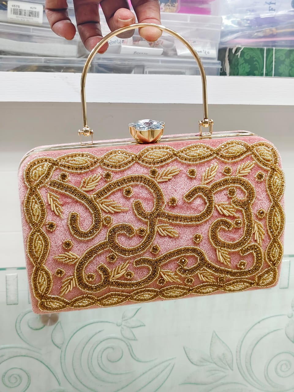 Elegant Metallic Gold Shimmery Party Clutch