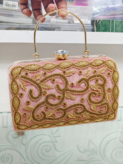 Elegant Metallic Gold Shimmery Party Clutch