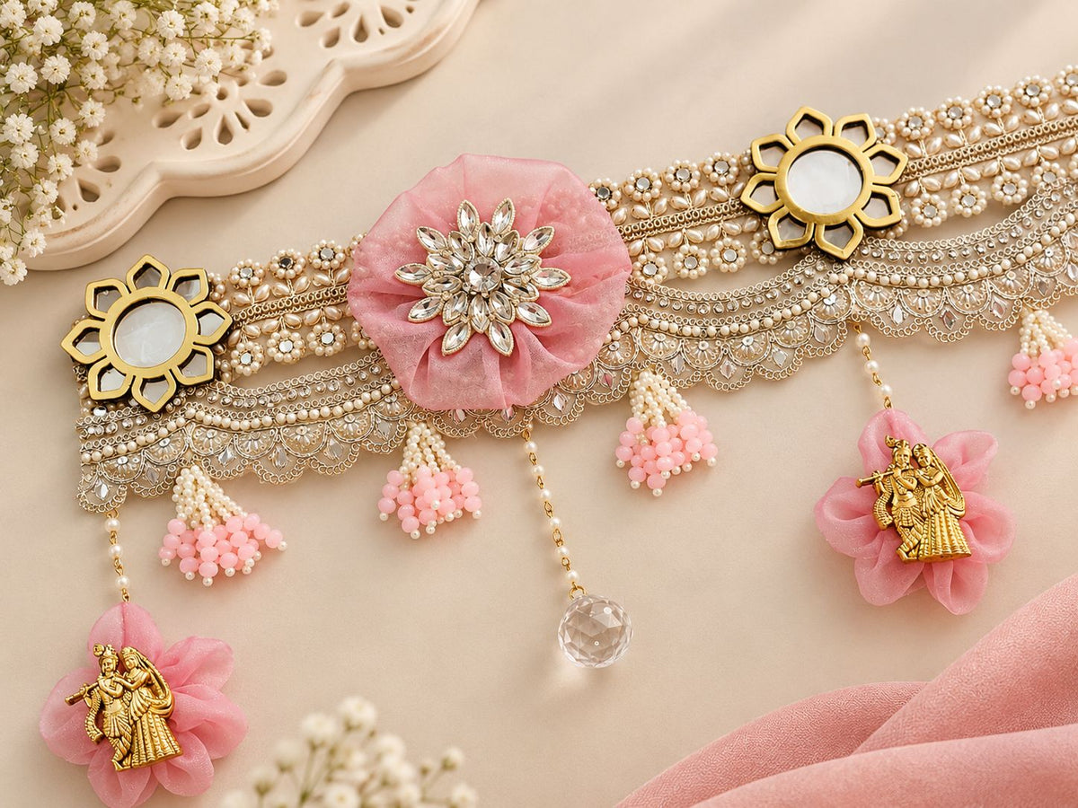 Beautifully  Bandarwal crafted with soft organza flowers, pearls, sequins, mirrors and sparkling crystals.     CODE:PCK