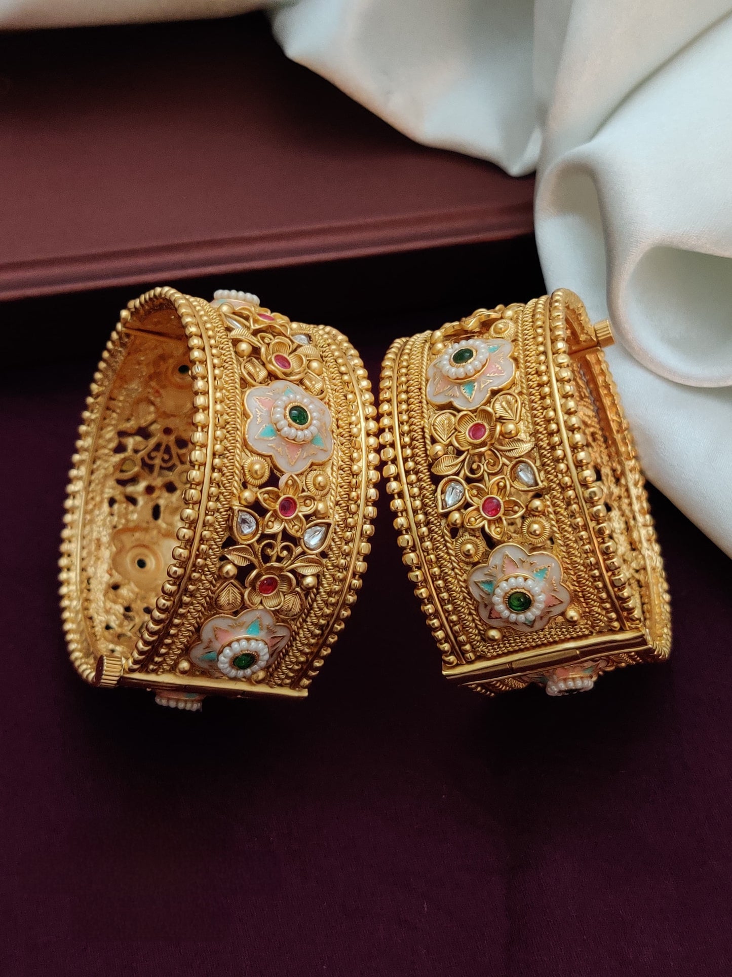 Royal Brass Golden Screw Patla Set | Traditional Wedding Jewelry