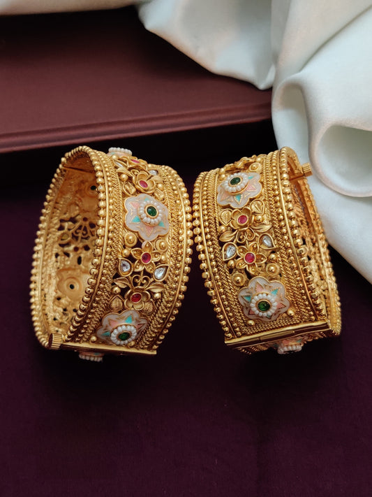 Royal Brass Golden Screw Patla Set | Traditional Wedding Jewelry