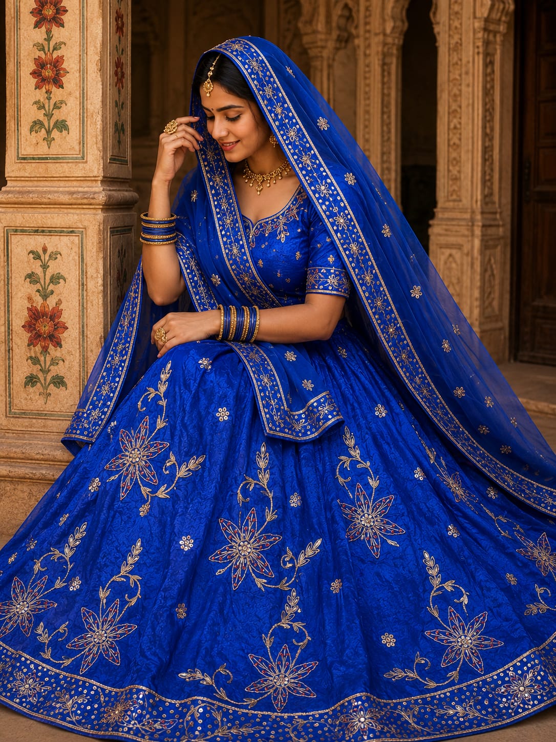 Heavy dabka jardoji handwork Natural silk Pyor odhna Rajasthani poshak