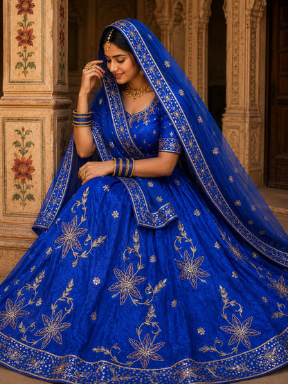 Heavy dabka jardoji handwork Natural silk Pyor odhna Rajasthani poshak
