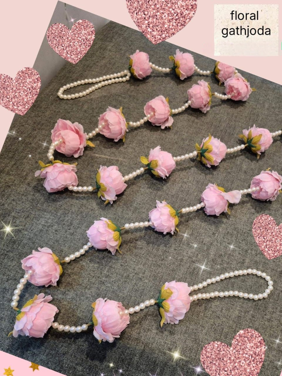 Floral Pearl Designer Gathjoda Set | Premium Handcrafted Wedding Gathbandhan & Kamarband