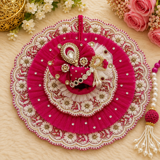 Janmashtami Special Heavy Designer Boutique Laddu Gopal Poshak with Mukut – 6 Inch Idol           Also Available size: 8 10 12