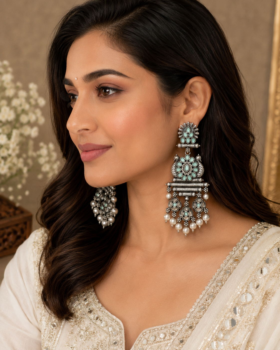 Oxidised Silver Jhumka Earrings – Traditional Antique Tribal Ghungroo Drop Statement Jewelry