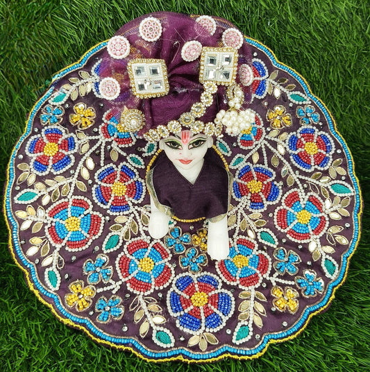 Multicolor Handwork Boutique Designer Heavy Ladoo Gopal Ji Poshak – 6 Inch Krishna Idol Dress