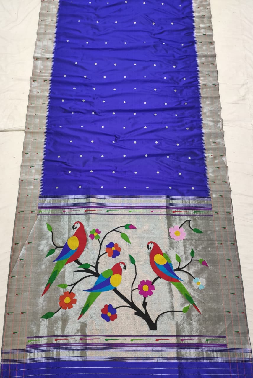 Handloom Triple Muniya Pure Silk Paithani Saree | Yeola Silk Mark Certified Saree