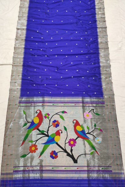 Handloom Triple Muniya Pure Silk Paithani Saree | Yeola Silk Mark Certified Saree