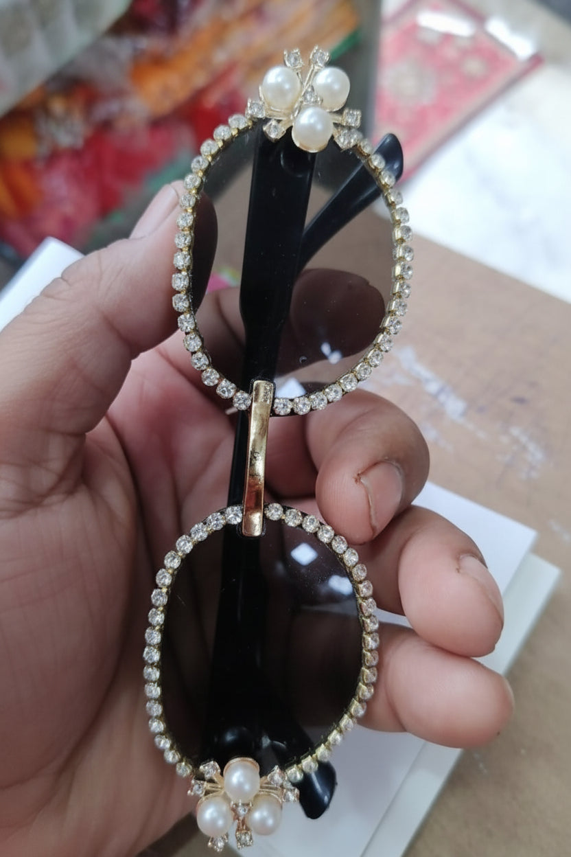 Pearl Blossom  Rhinestone Wedding Sunglasses  pack of 6