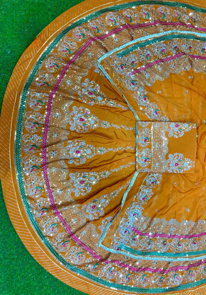 Vintage Barik Zari 4 MTR Gher Rajasthani Poshak – Heavy Crepe Silk Designer Lehenga