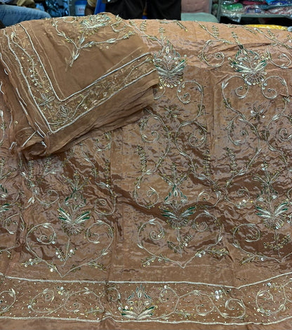 Natural crap pure odhna heavy dabka jardoji handwork poshak Rajwadi Poshak