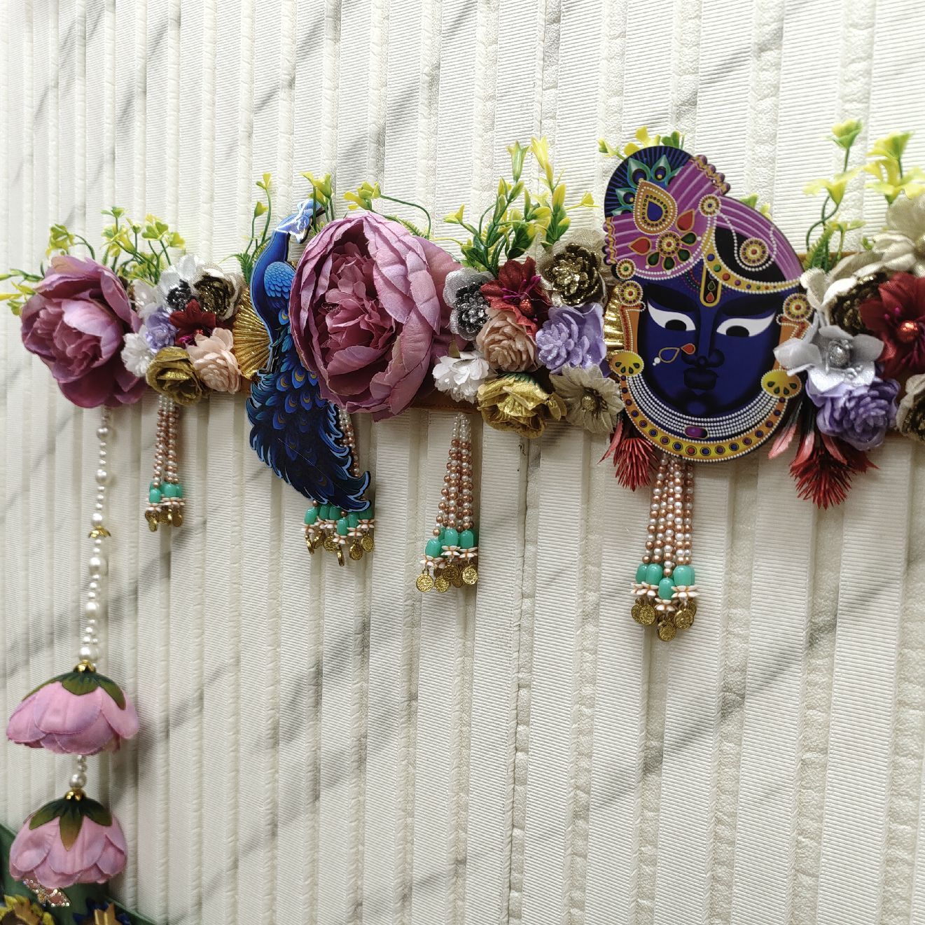 Shree nath ji mor floral design beautiful handmade heavy Bandarwal/Toran 40"inch