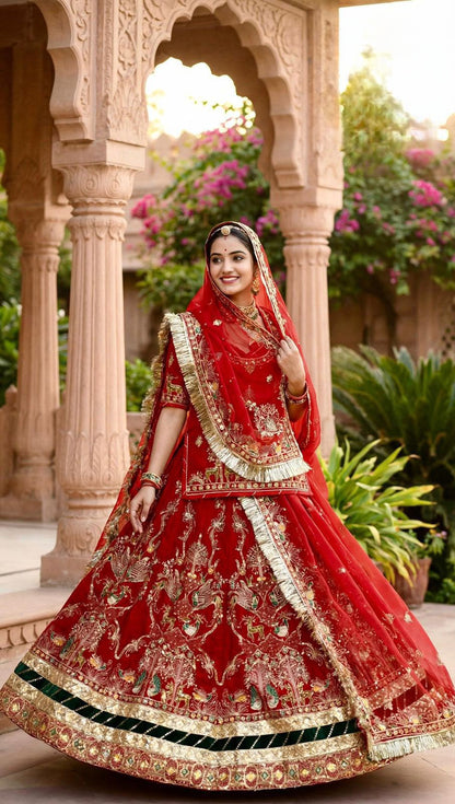 Royal Traditional Colour  7MTR Big Gher Handcrafted Rajputi Poshak |  Rajasthani Wedding Dress