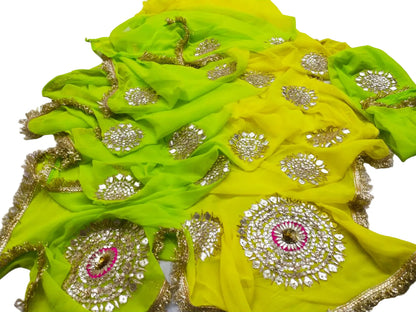 Boutique Designer Chiffon Gota Patti Saree – Multi Colour Buti Work with Contrast Blouse