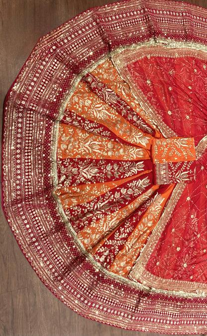 Designer 4 Mtr Gher Poshak - Pure Georgette, Heavy Velvet Zari Work